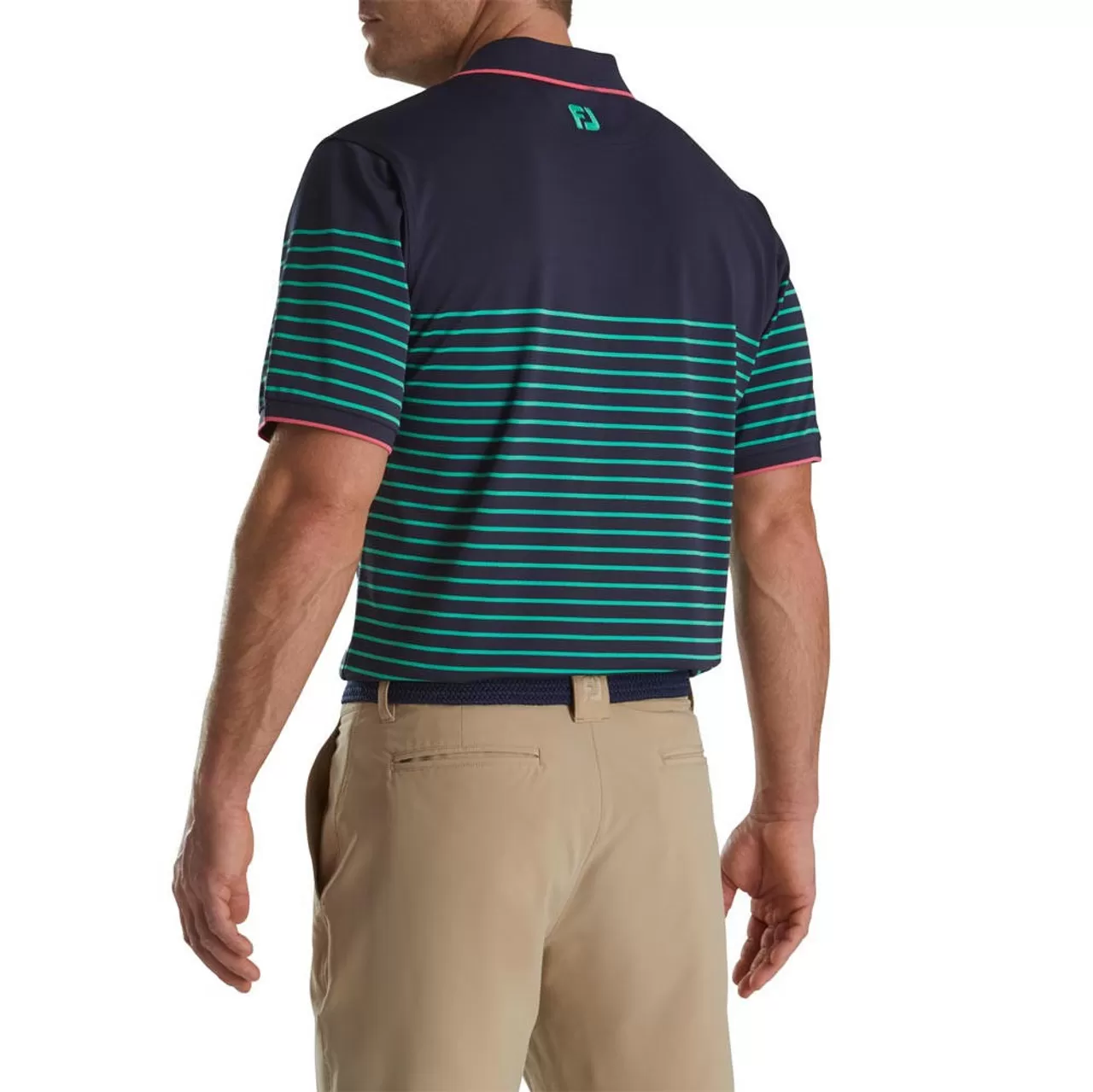FootJoy Breton Stripe Stretch Pique Knit Collar Polo - Image 2
