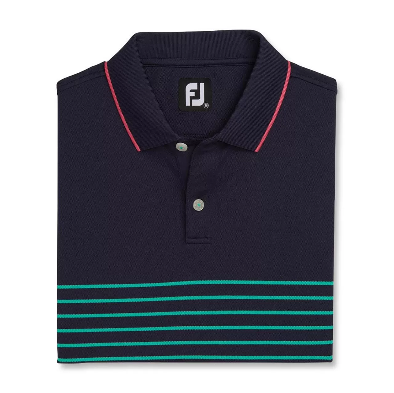 FootJoy Breton Stripe Stretch Pique Knit Collar Polo - Image 4