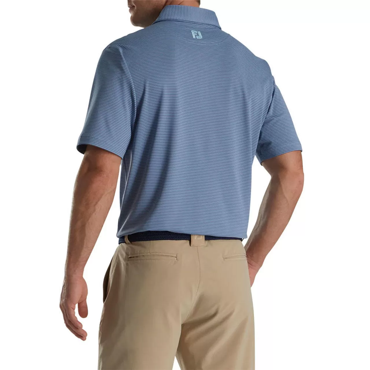 FootJoy Feeder Stripe Mix Stretch Pique Self Collar Polo - FJ Logo - Image 2