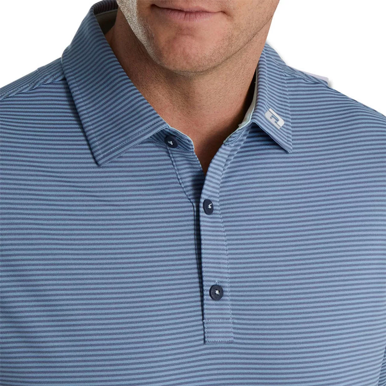 FootJoy Feeder Stripe Mix Stretch Pique Self Collar Polo - FJ Logo - Image 3