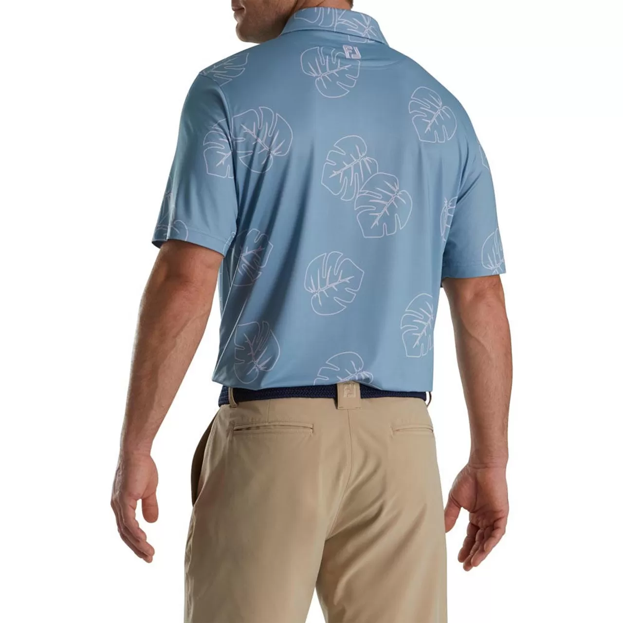 FootJoy Jungle Leaf Print Lisle Self Collar Polo - Image 6