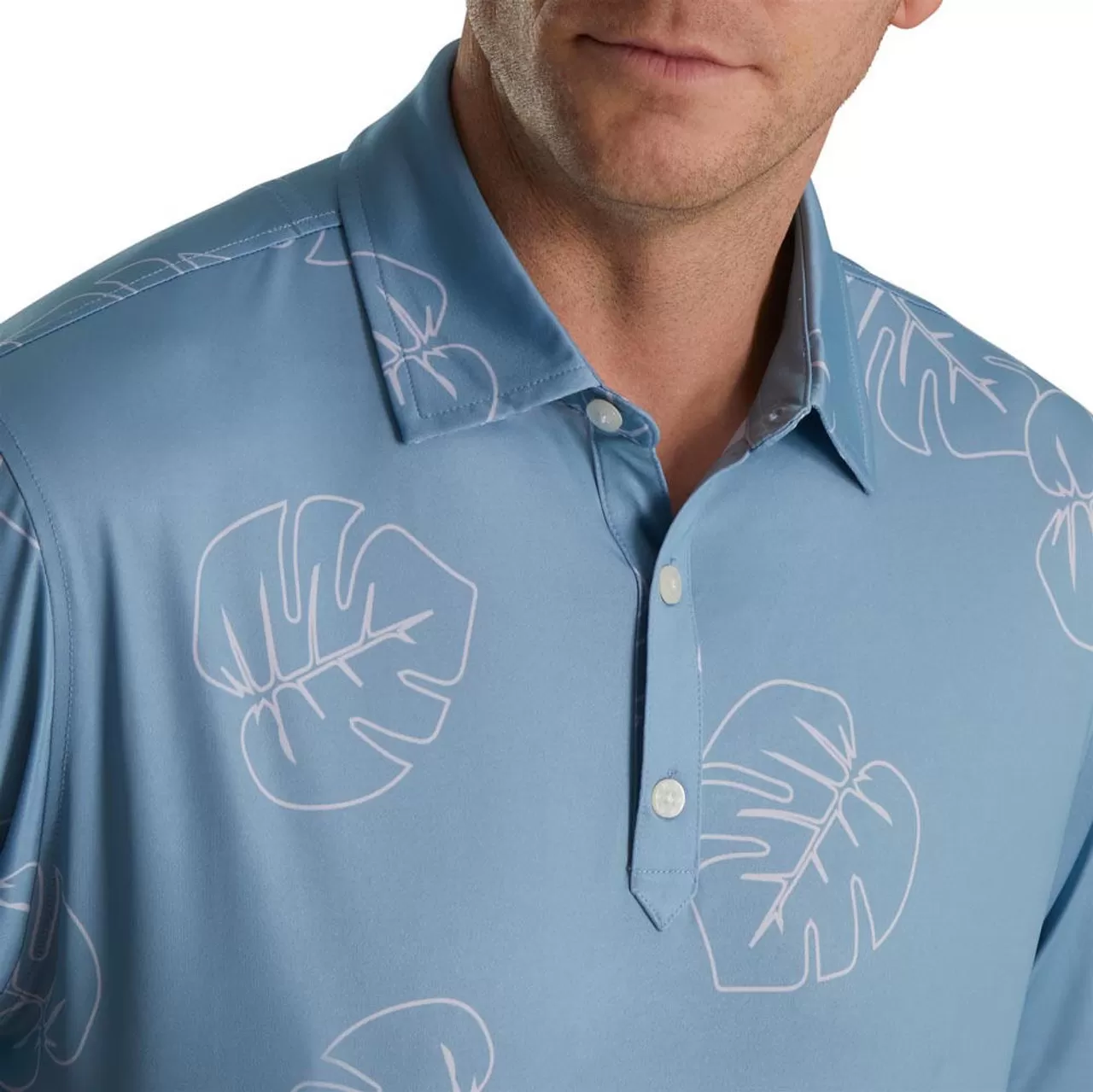 FootJoy Jungle Leaf Print Lisle Self Collar Polo - Image 7