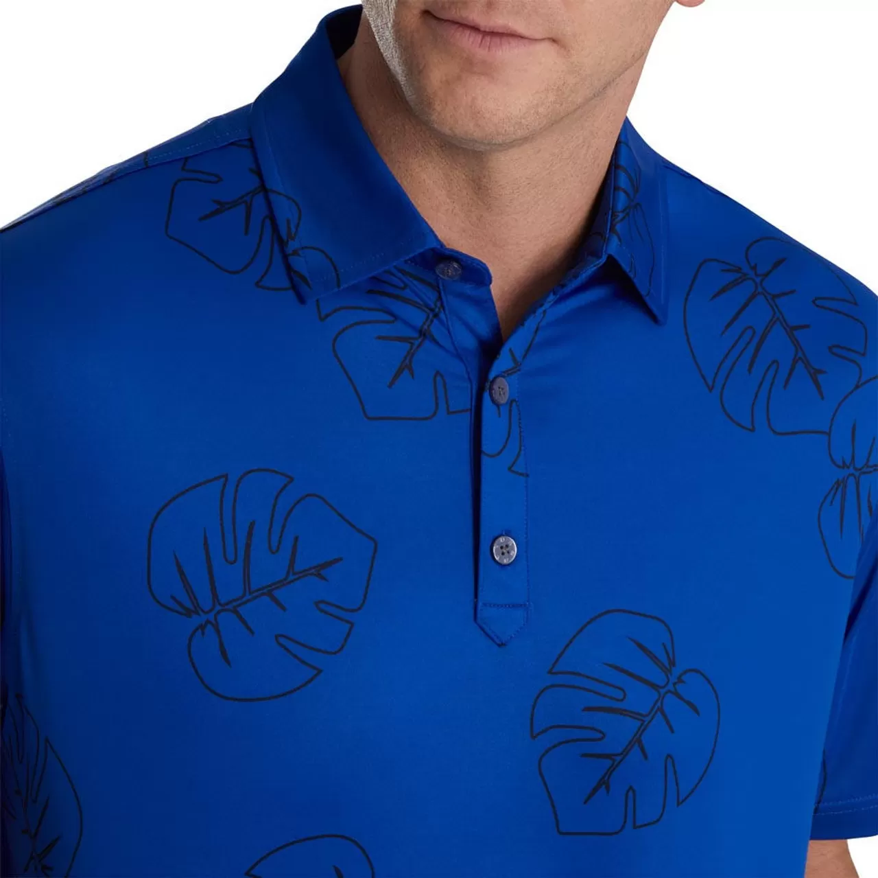 FootJoy Jungle Leaf Print Lisle Self Collar Polo - Image 3