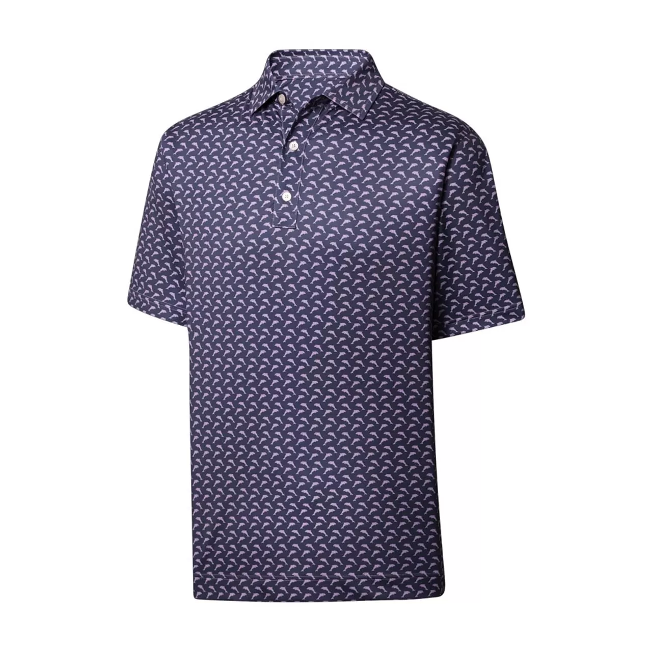 FootJoy Lisle Leaping Dolphins Print Self Collar Polo - Image 3