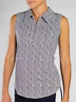 Sleeveless Polo - Herringbone