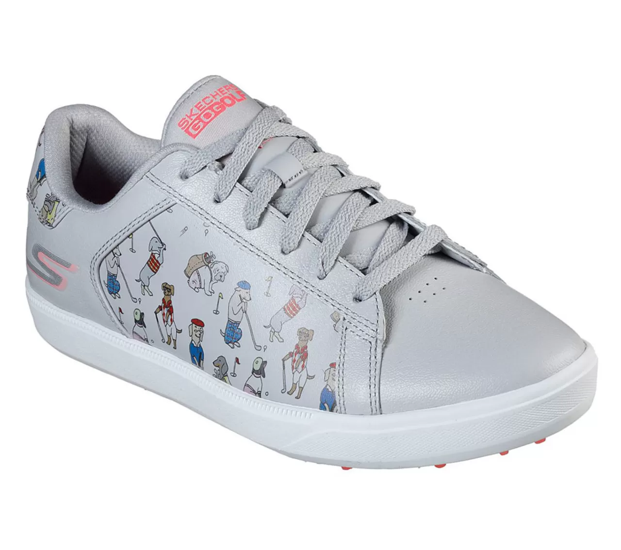 Skechers Women's Go Golf Drive - Dogs At Play Golf Shoes - Gray/Pink - Image 3